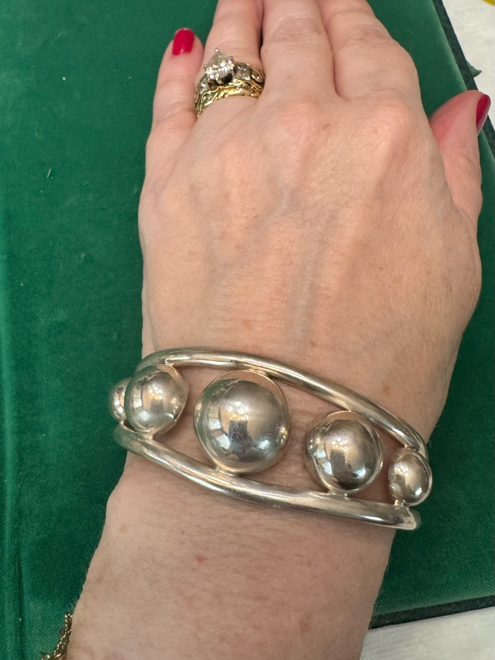 Sterling Silver Dome Ball Cuff Bracelet